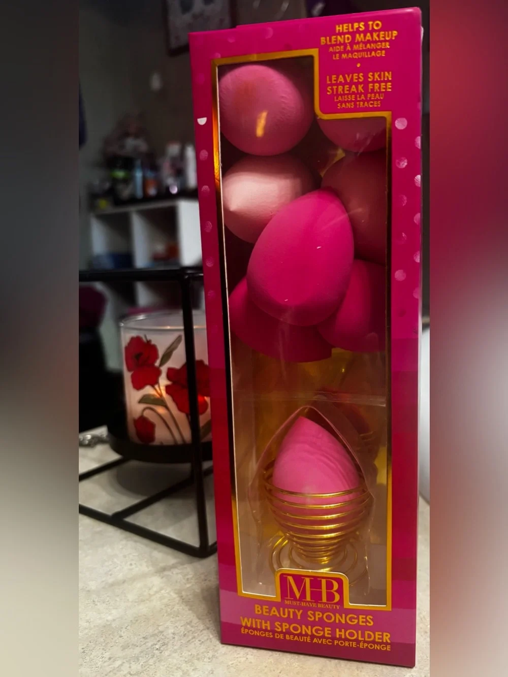Pink Blending Sponge Set with Gold Holder